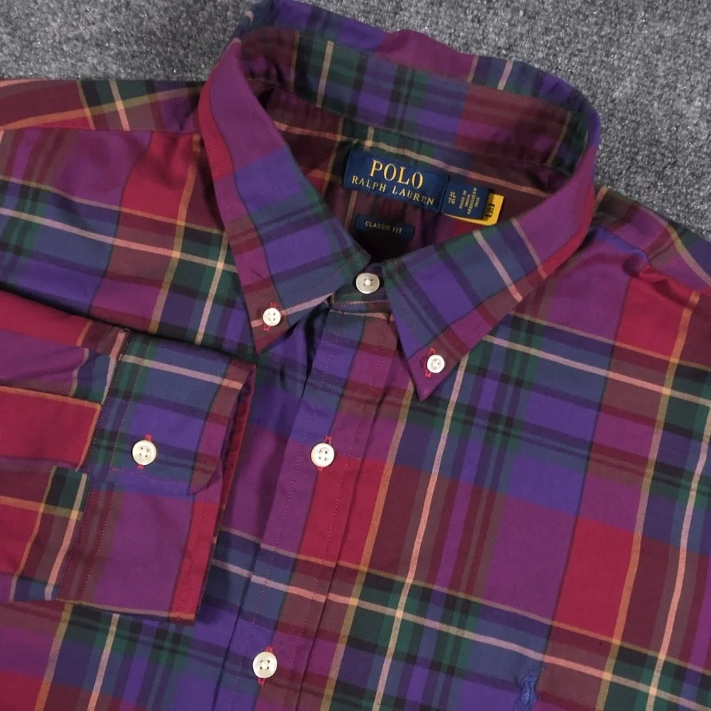 Polo Ralph Lauren Checked Twill Shirt Mens XL Plaid Classic Fit Button Down